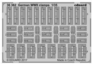 Fotograbados Abrazaderas alemanas de la Segunda Guerra Mundial. Escala: 1:35. Marca Eduard. Ref: 36362