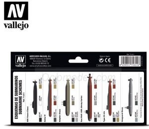 Set Model air, Nuclear Submarines. 8 Colores. Bote 17 ml. Marca Vallejo. Ref: 71.611, 71611