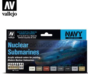 Set Model air, Nuclear Submarines. 8 Colores. Bote 17 ml. Marca Vallejo. Ref: 71.611, 71611