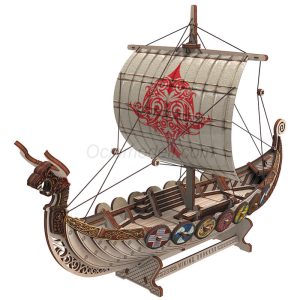 Barco Drakkar Vikingo "Battle Dragon" con 131pz, madera contrachapada. Marca Mr.playwood. Ref: 10113