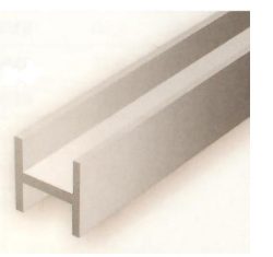 Conjunto de 4 Perfiles en " H "de Estireno, 1,50 x 1,50 mm. Marca Evergreen. Ref: 281