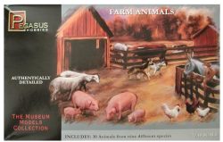 Figuras de animales de granja. Escala 1:48. Marca Pegasus. Ref: 7006