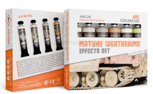 NATURE WEATHERING EFFECTS SET – AK GOUACHES. 6 Tubios de 20ml. Marca AK Interactive. Ref: AKG26