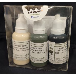 Set de 3 Acrilicos, Set CAMO M60 SANTA BARBARA, Inf. Marina. Bote 17 ml. Marca BMR MODELS. Ref: MSB