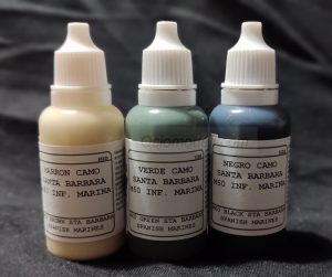 Set de 3 Acrilicos, Set CAMO M60 SANTA BARBARA, Inf. Marina. Bote 17 ml. Marca BMR MODELS. Ref: MSB