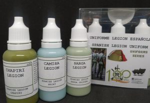 Set de 3 Acrilicos, UNIFORME LEGION. Bote 17 ml. Marca BMR MODELS Ref: SETLEGION