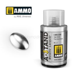 A-STAND Aluminio Plus de Alto Brillo. Bote de 30 ml. Marca Ammo of Mig Jimenez. Ref: AMIG2324, 2324
