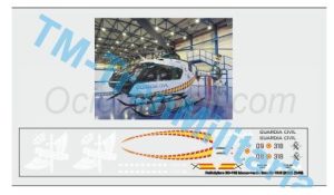 Calcas del helicóptero EC-135,decoración "blanco-verde Guardia Civil (2023)". Escala 1:32. Marca Trenmilitaria. Ref: 000_7992