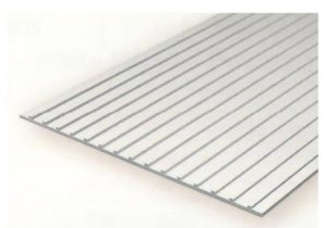 Plancha techo metalico 1.00 profundidad y 12.70 distancia entre surcos, 15 x 30 mm. De Estireno. Marca Evergreen. Ref: 4524