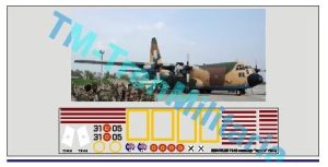Calcas Avión LOCKHEED Kc-130 HERCULES 31-51, decoración "camuflaje "lagarto". Escala 1:48. Marca Trenmilitaria. Ref: 000_5497
