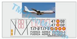 Calcas del Avión BOEING 707 "47-02" decoración "blanco EJERCITO DEL AIRE". Escala 1:72. Marca Trenmilitaria. Ref: 000_8984